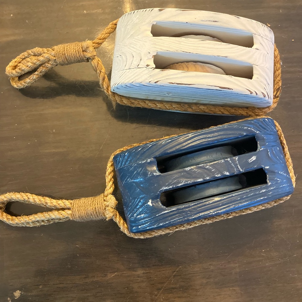 Set of blue and white nautical décor blocks